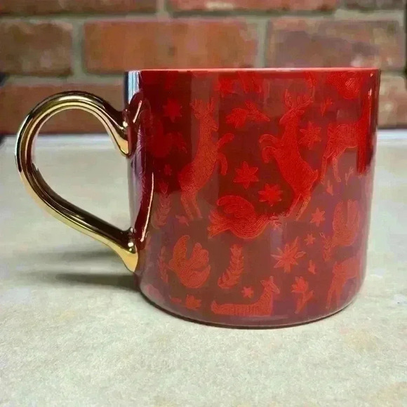 3 Place & Time Coffee Mugs Beautiful Red With Winter Deer & Peace Doves Holiday - Picture 2 of 8